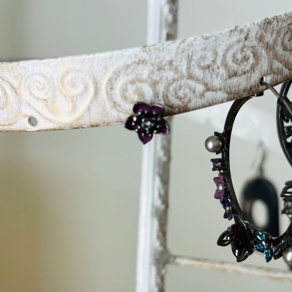 Juicy Couture Midnight Garden Hoops & Matching Second Hole Post Earrings - Picture 8 of 10